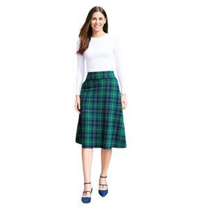 Unique Vintage Green Tartan Plaid A-line Skirt Size M